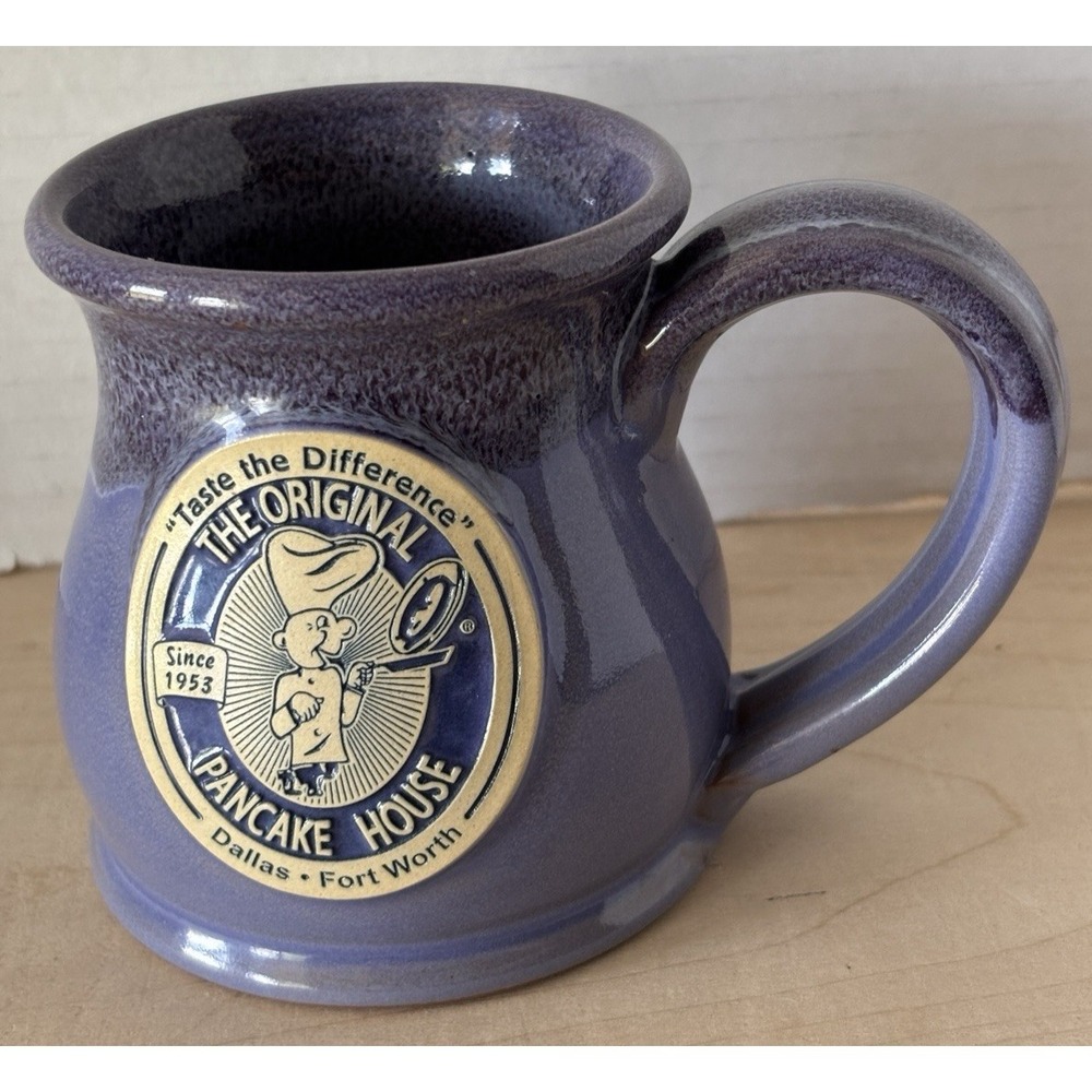Deneen Pottery Mug The Original Pancake House Hand Thrown Drip Purple USA